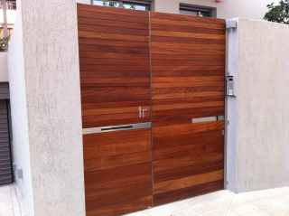 Stainless steel door, covered with wood